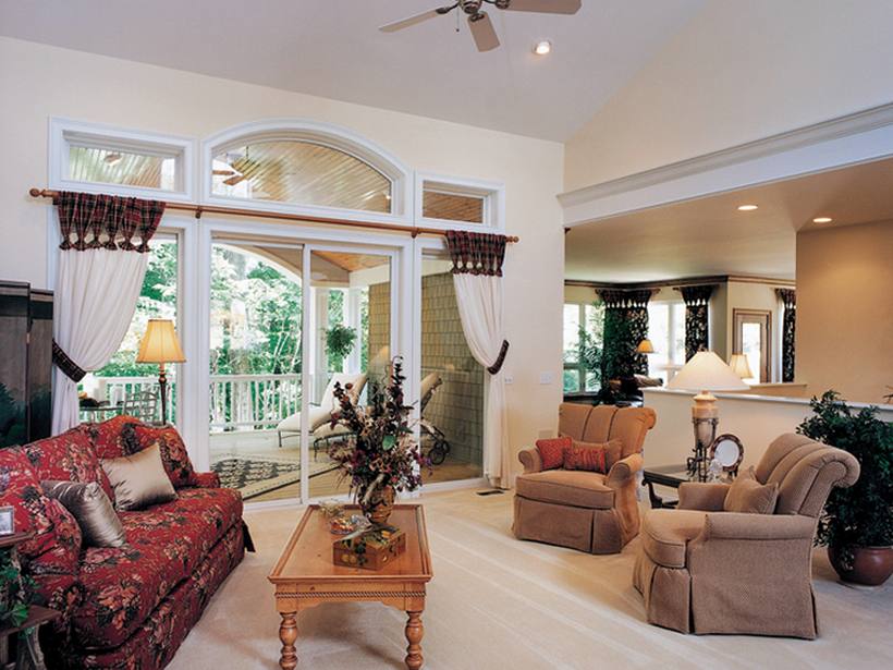 Interior living space with patio doors letting in natural light
